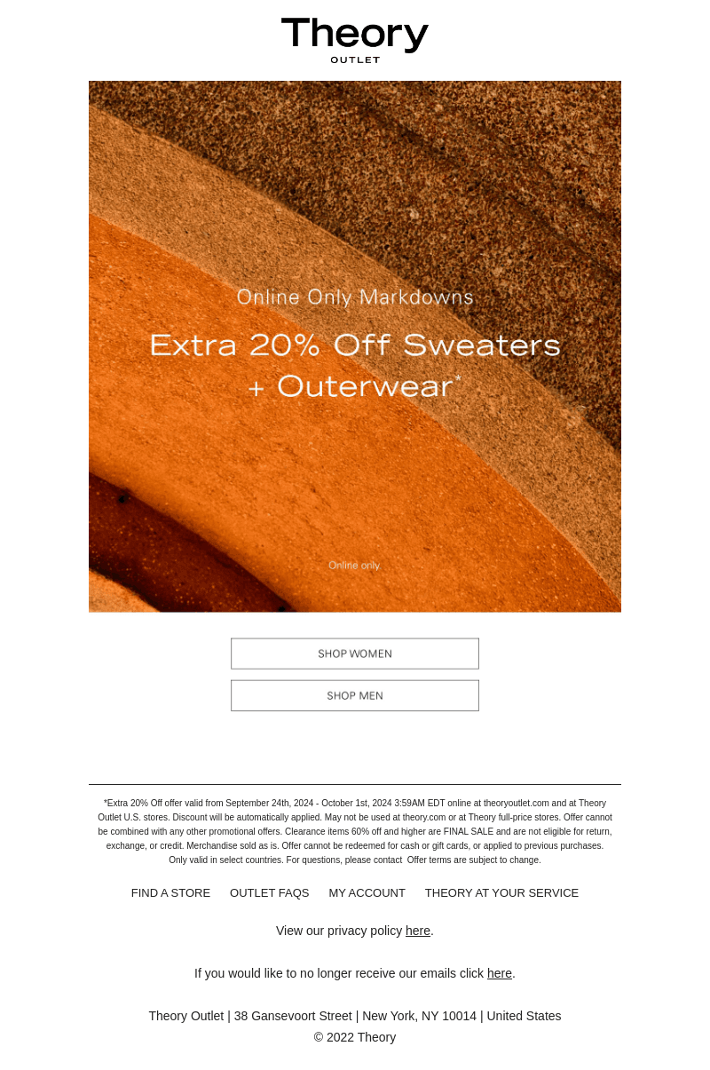 Extra 20% Off New Sweaters + Outerwear