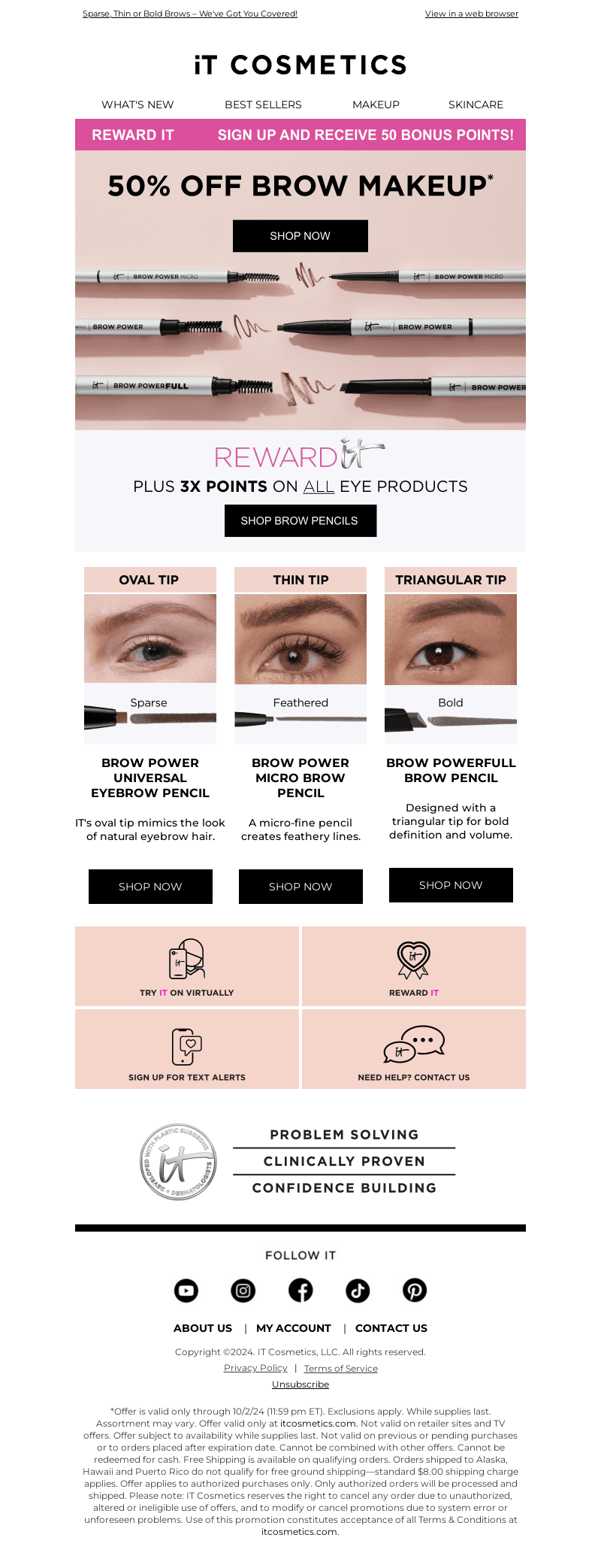 50% Brow Products + 3X Loyalty Points