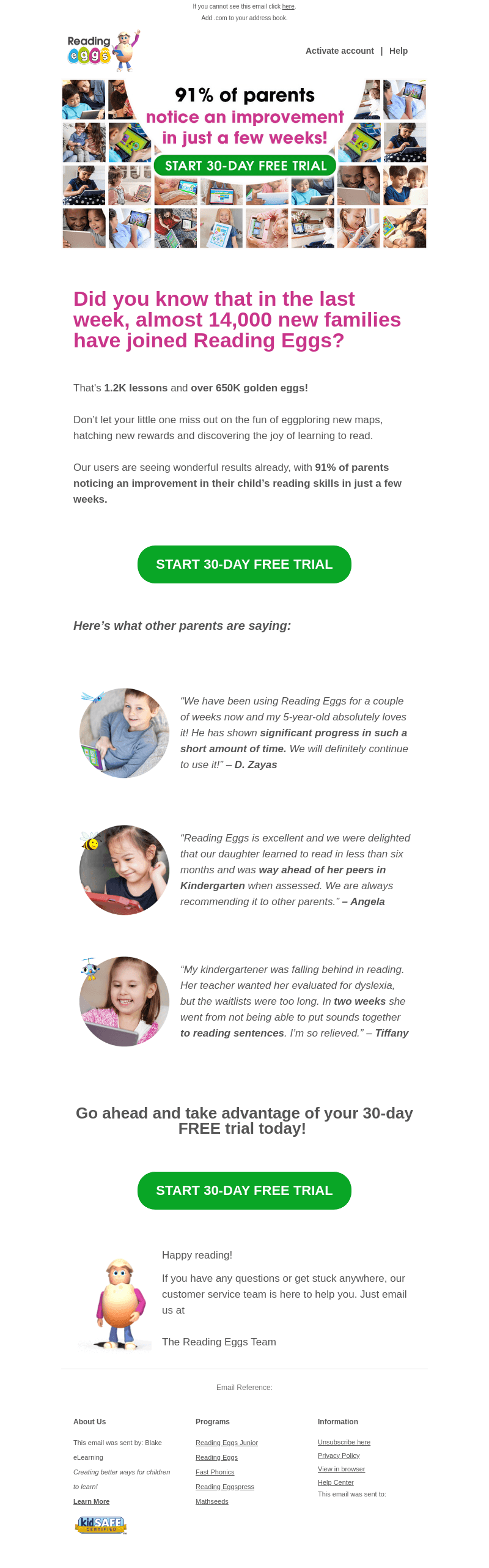 Don't miss out on your Reading Eggs Trial!