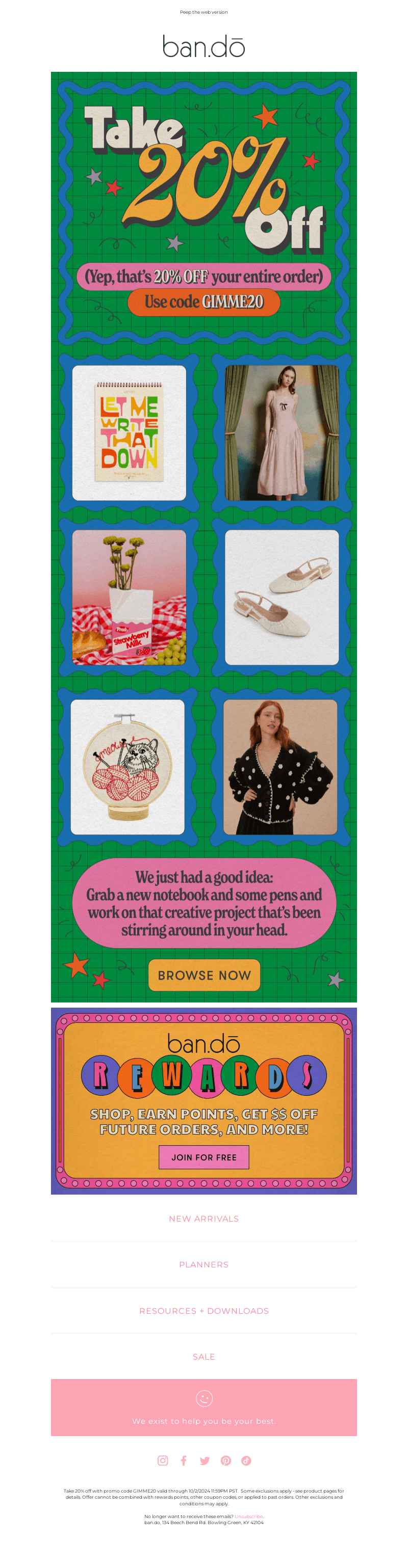 Whoa — 20% off sitewide