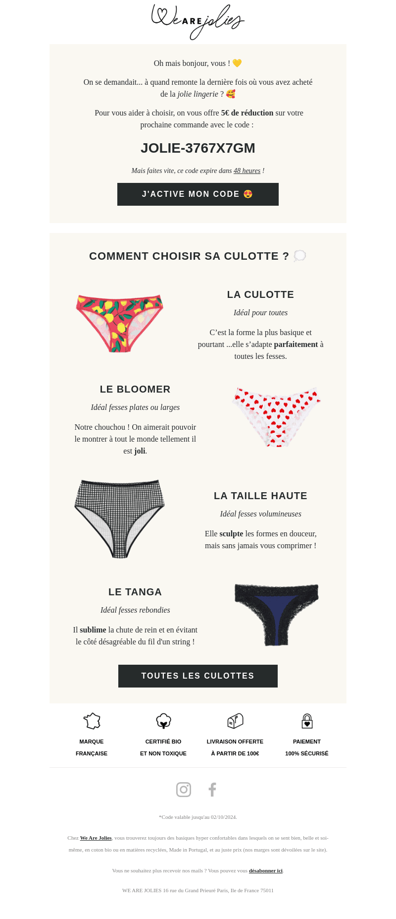 5€ offerts sur votre prochaine commande ! ✨