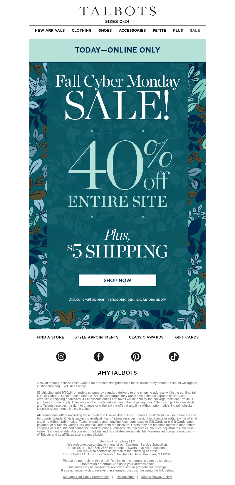 Fall Cyber Monday! 40% off ENTIRE SITE