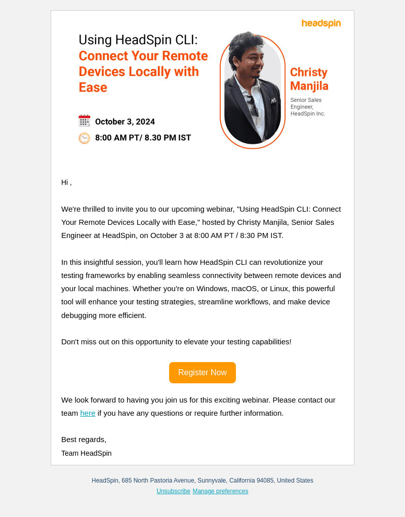 Join Us: HeadSpin CLI Webinar on Connecting Remote Devices Locally - Oct 3