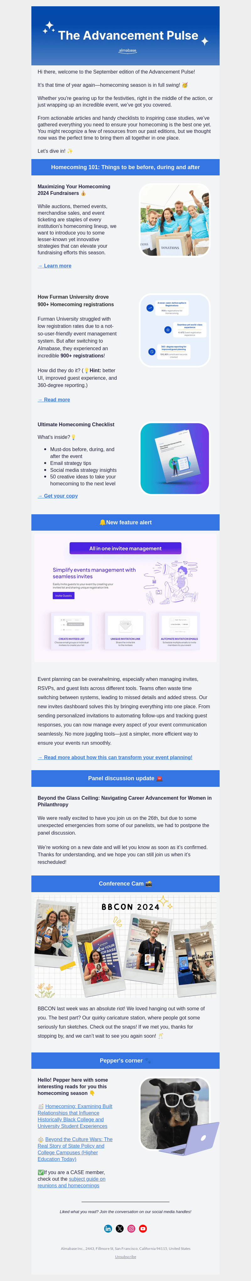 Homecoming 101 for Marketing Website