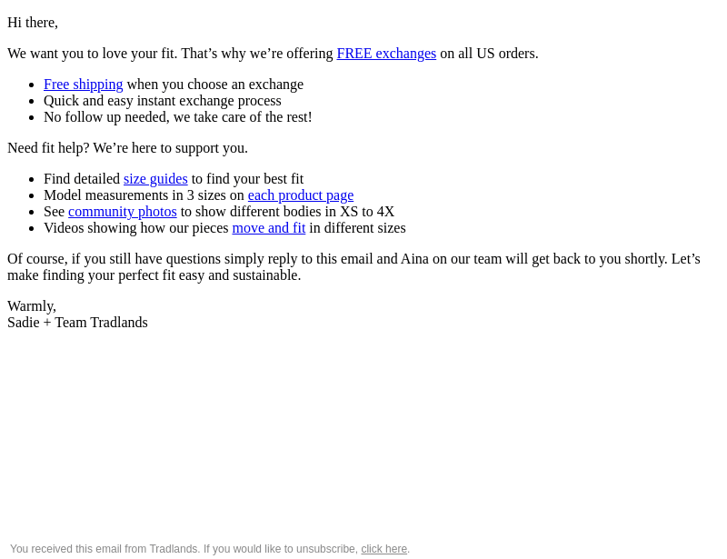 Free Exchanges for a Perfect Fit