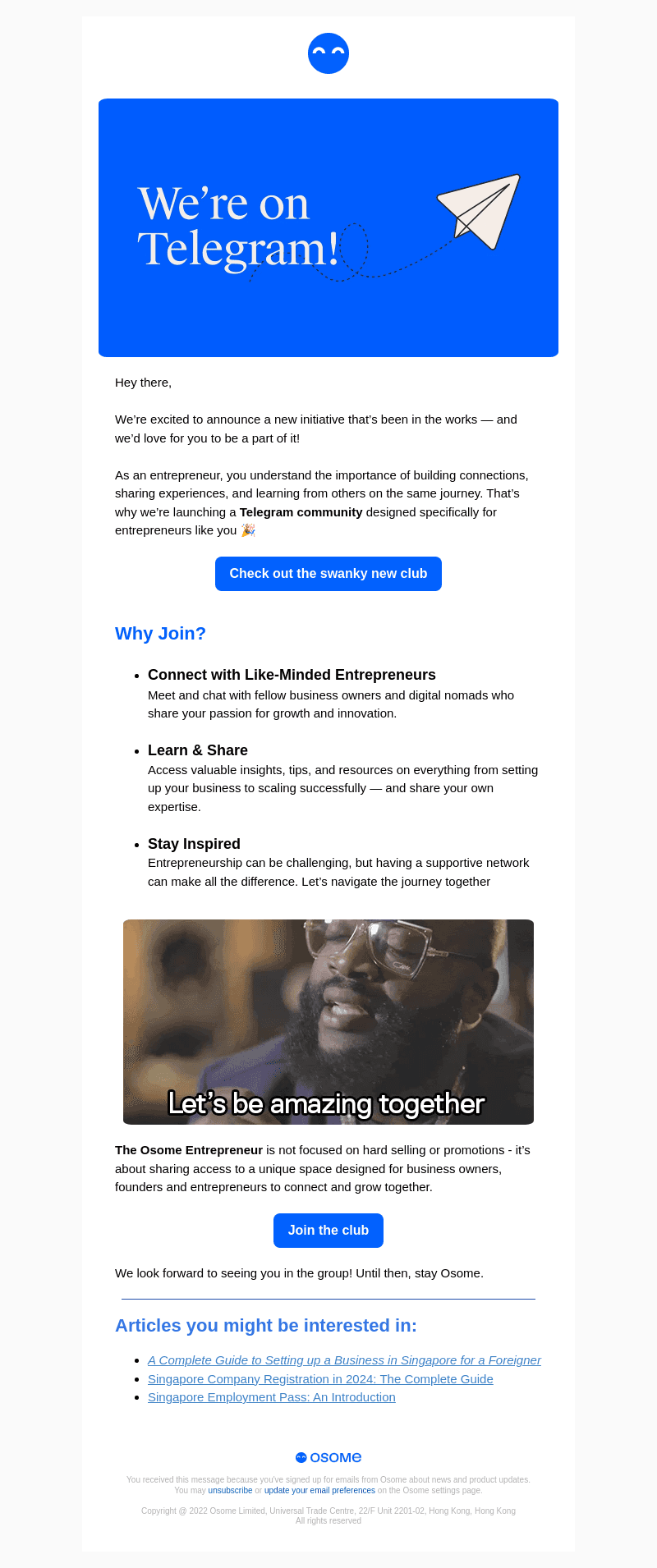 OSOME email from Tue, Oct 1, 2024