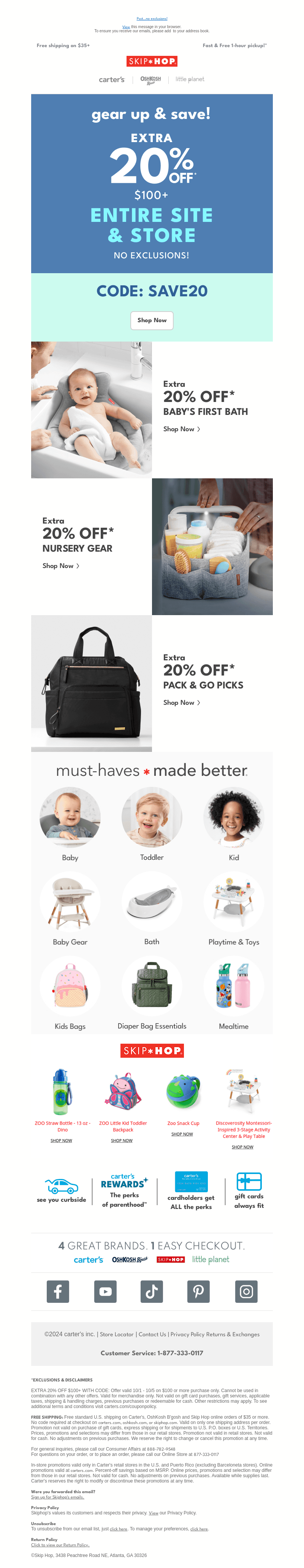 🎉 EXTRA 20% OFF $100+ starts NOW!