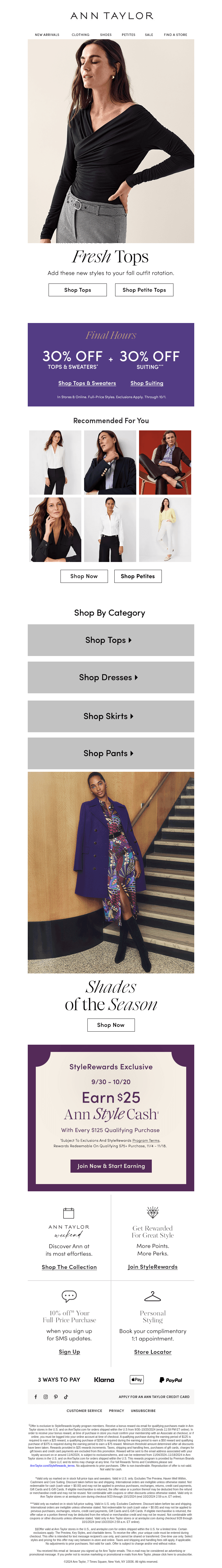 Final Hours! 30% Off Tops And Sweaters + 30% Off Suiting