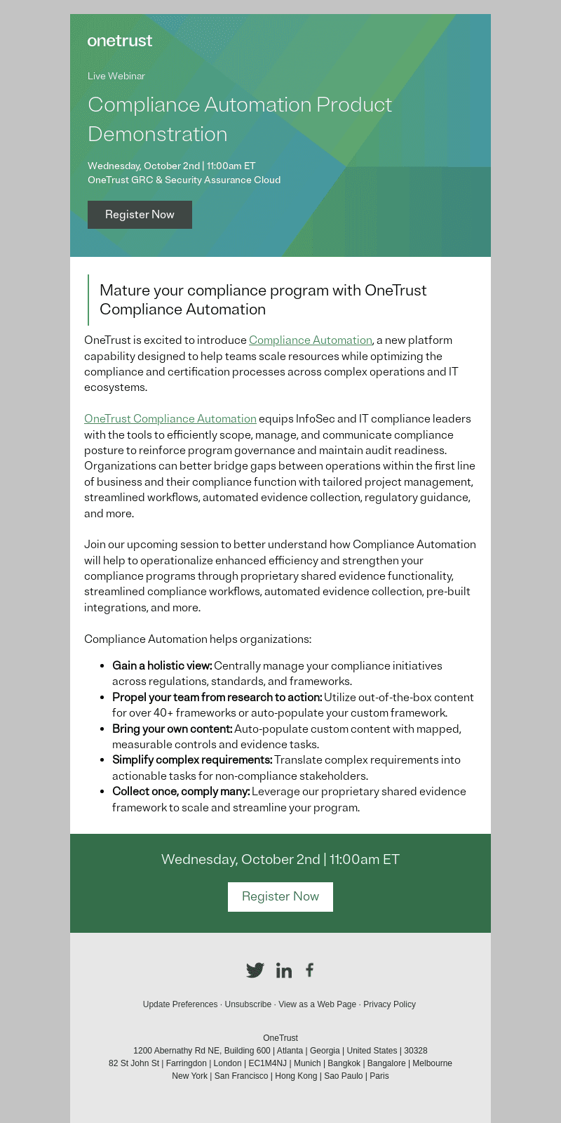 Mature your compliance program with OneTrust Compliance Automation
