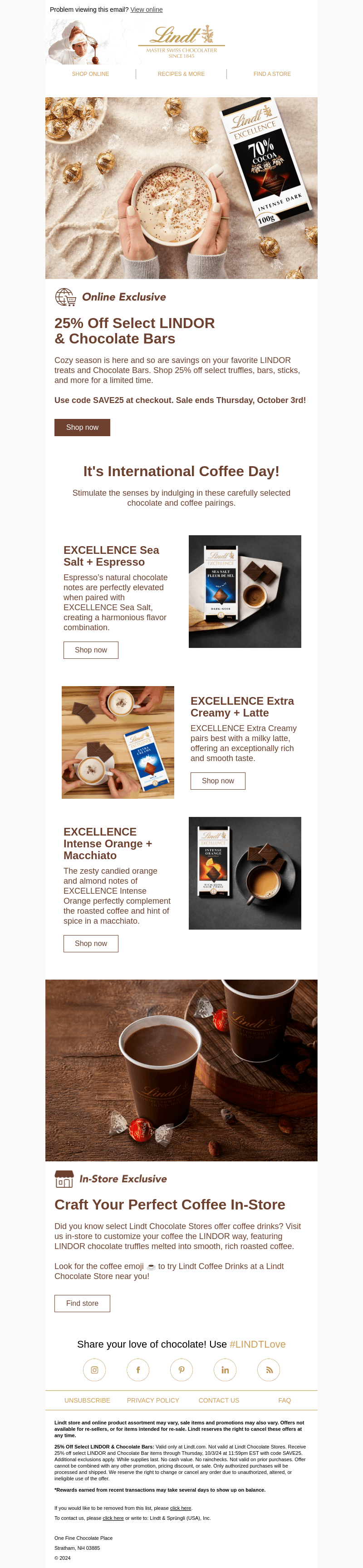 It’s Back! 25% Off Select LINDOR & Chocolate Bars