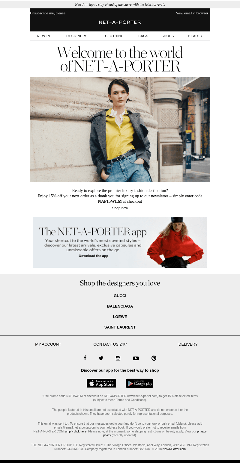 Your 15% off welcome offer is here