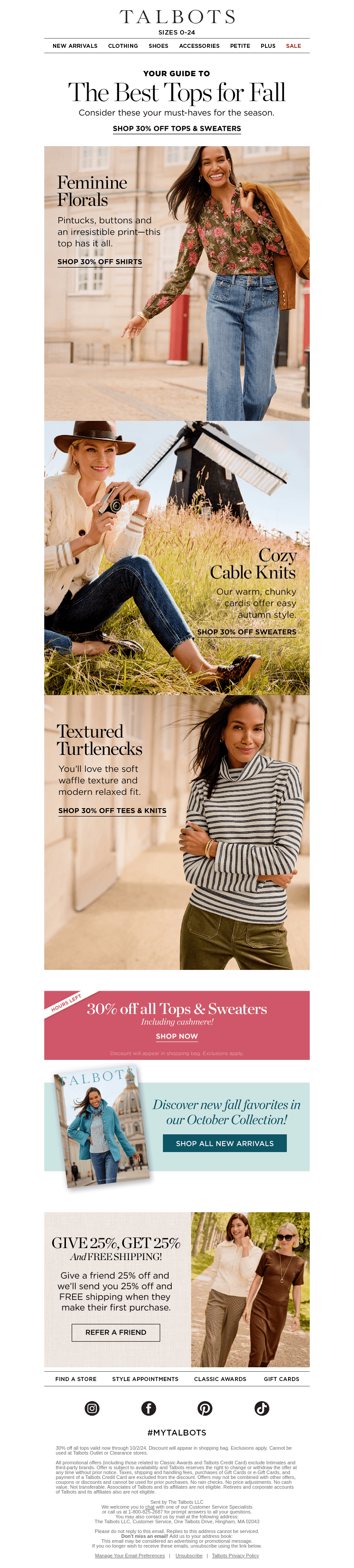 30% off all tops & sweaters LAST CALL!
