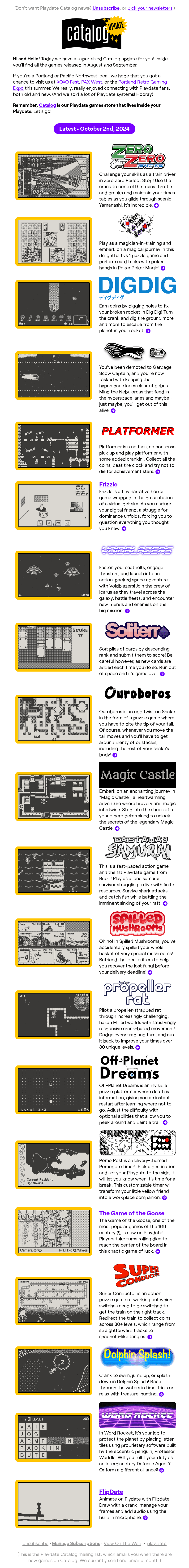 What's New in Playdate Catalog • October 2024