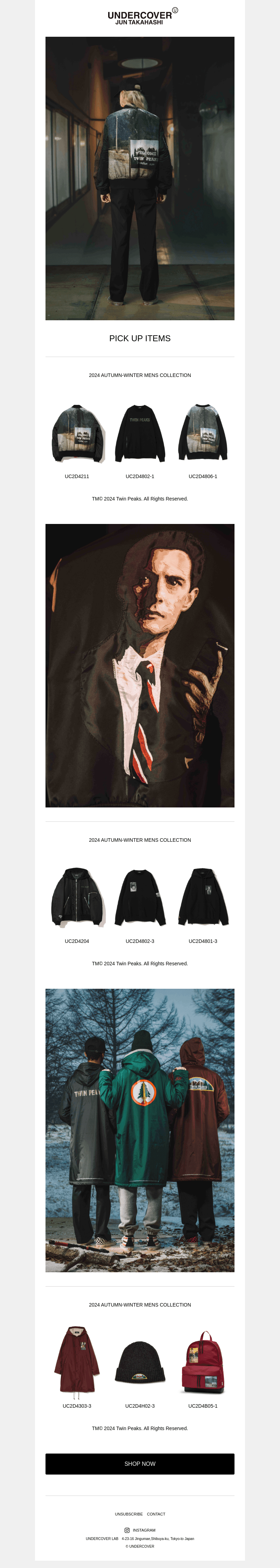 UNDERCOVER ONLINE STORE PICK UP ITEMS