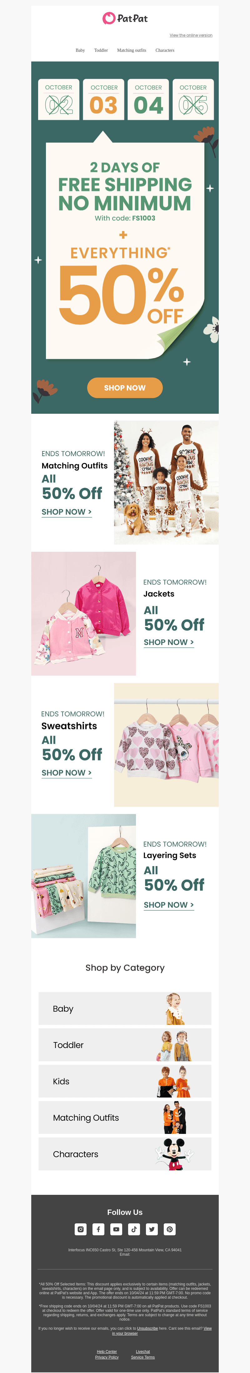 re:  Everything 50% Off + Free Shipping(No Minimum)⏰