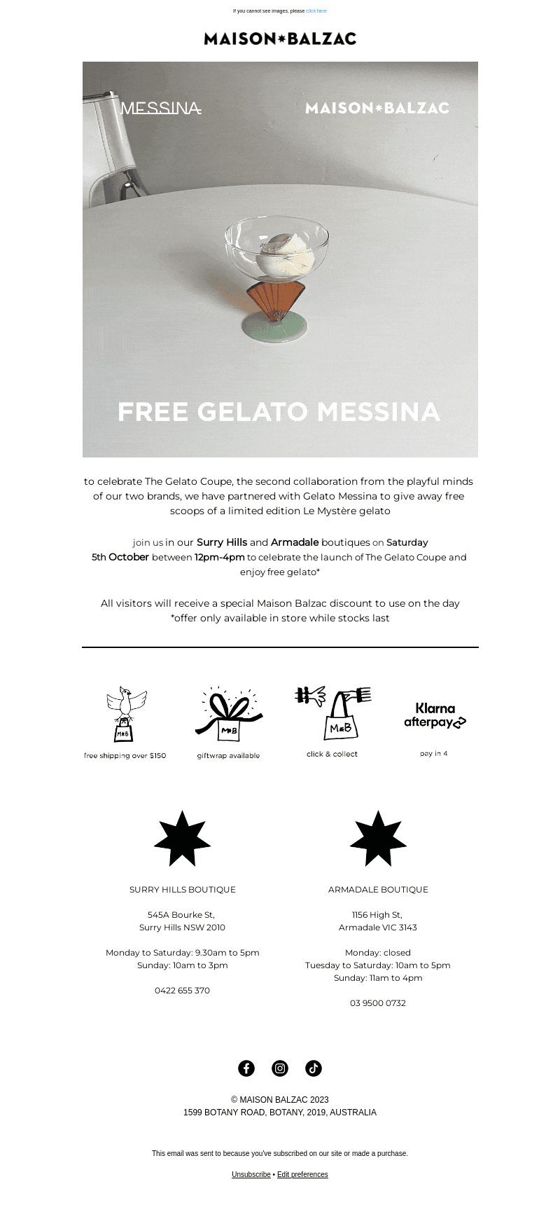 FREE GELATO MESSINA