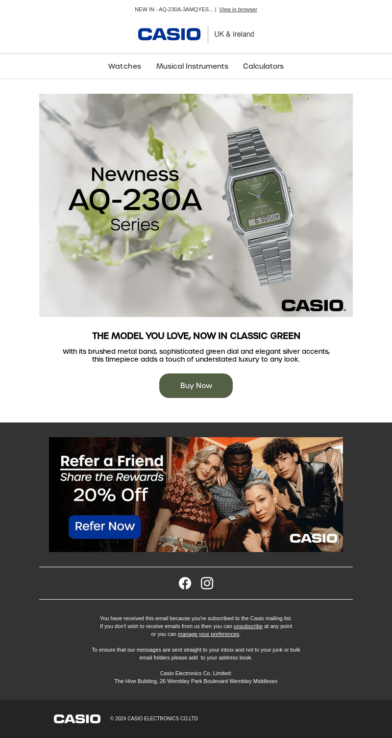 Casio email from Fri, Oct 4, 2024