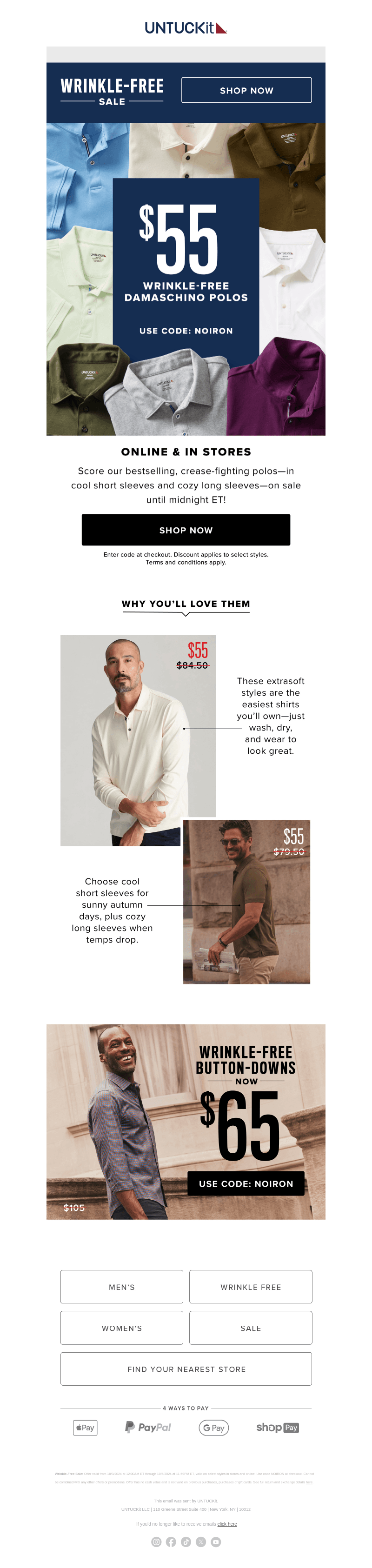 Wrinkle-Free Styles From $55 Ends TONIGHT! ⏳