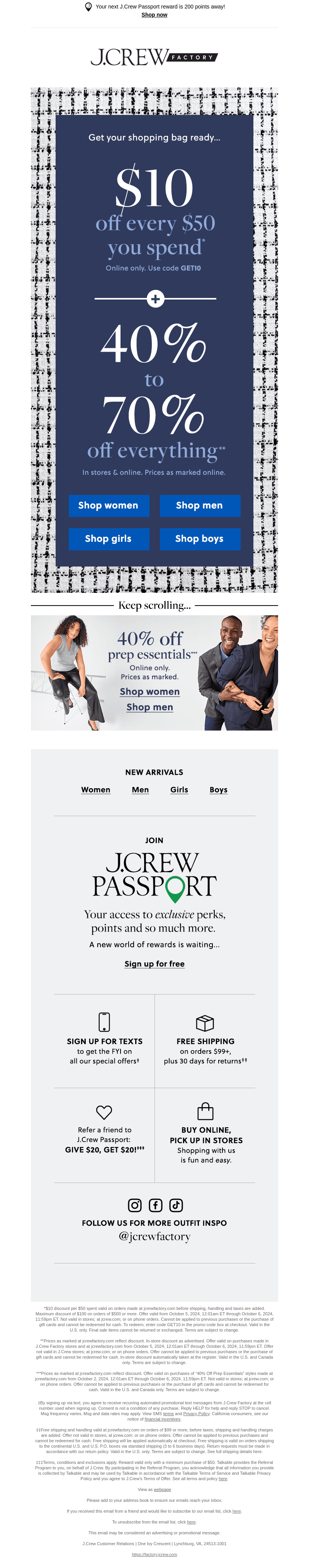 $10 off EVERY $50 + 40%–70% off EVERYTHING (!!)