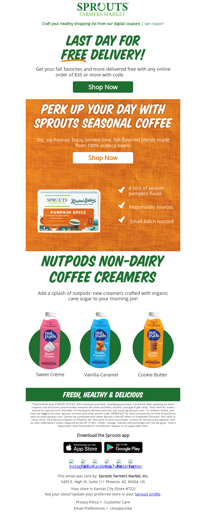 Sprouts Farmers Market email from Mon, Oct 7, 2024