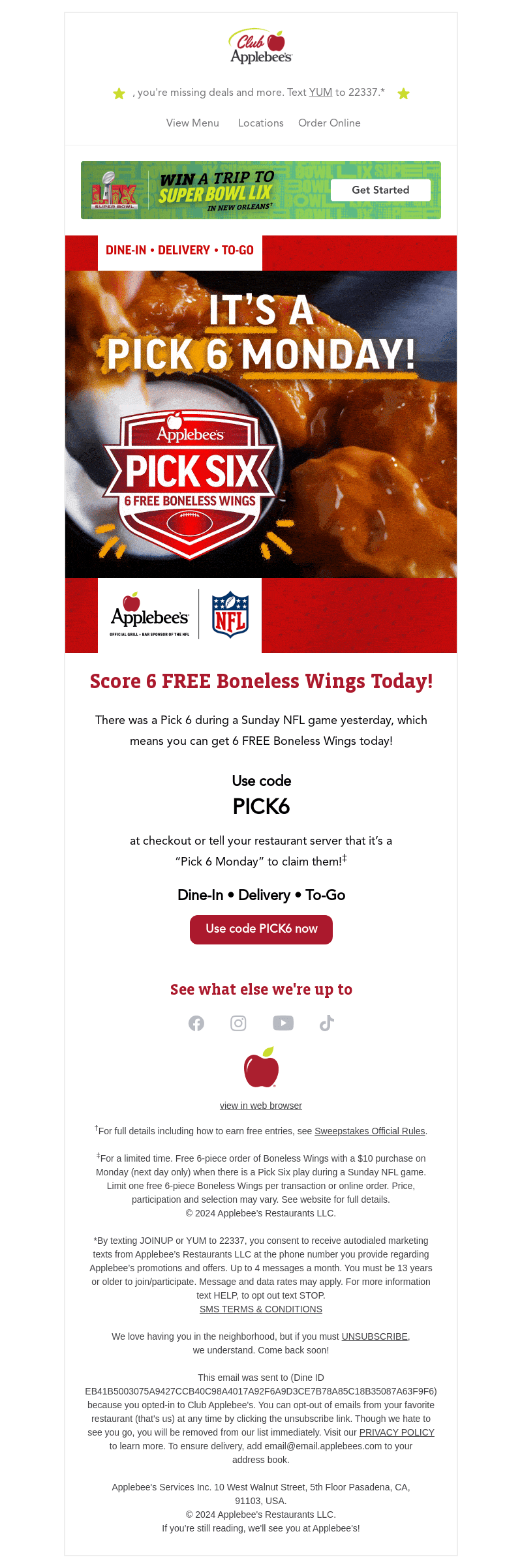 It's a Pick 6 Monday!