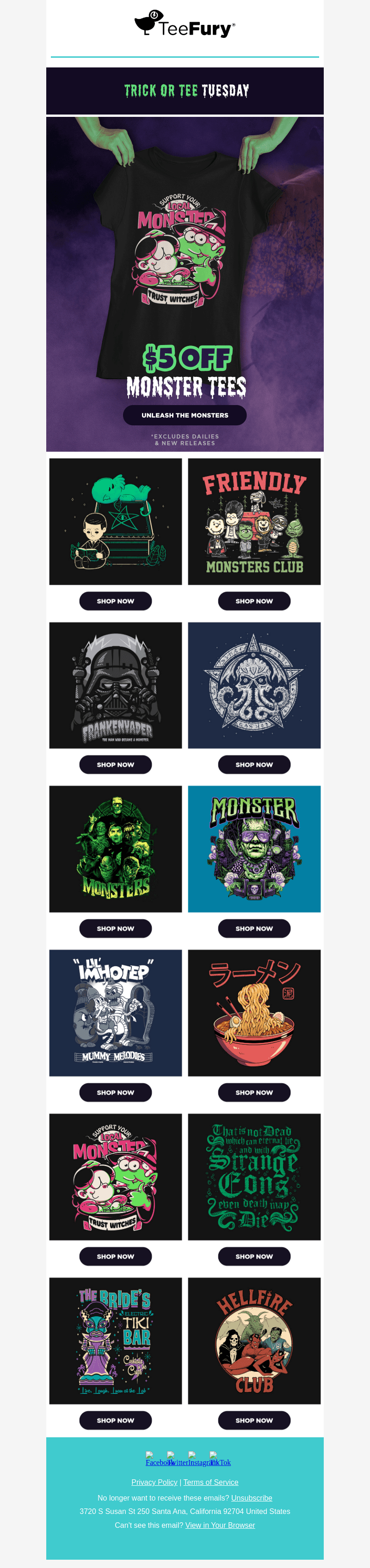 $5 Off all Monster Tees 👹