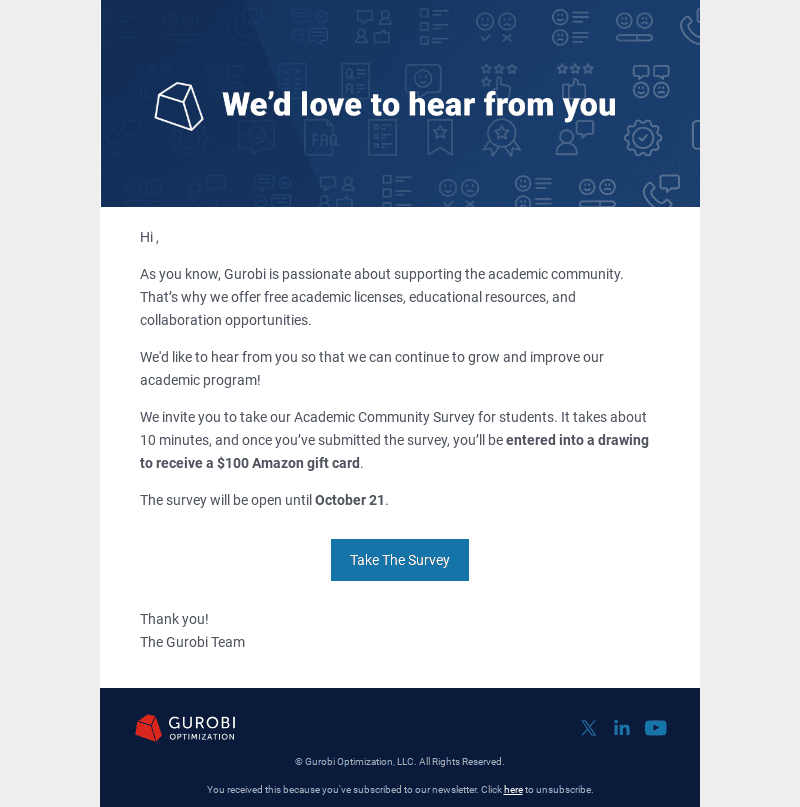 Your Feedback Is Requested: Academic User - Student Survey