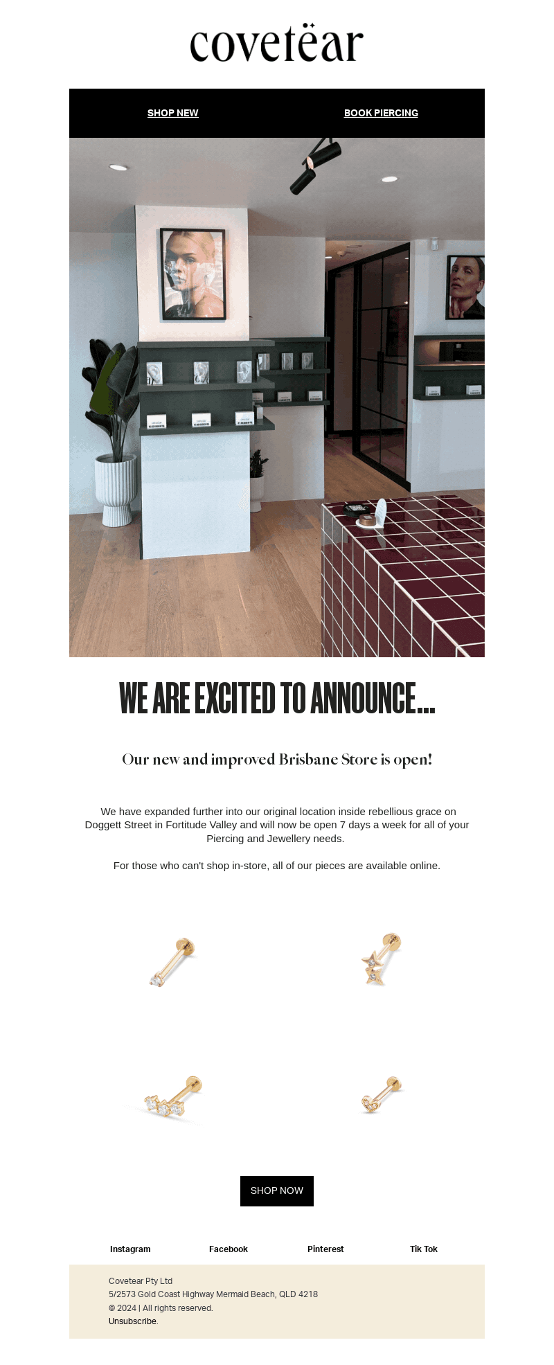 BRISBANE STORE ANNOUNCEMENT.