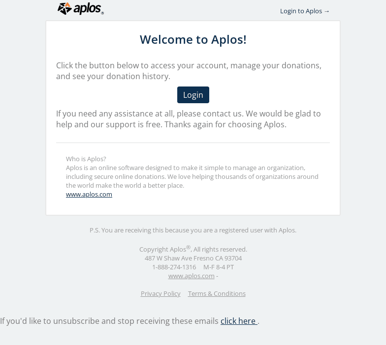 Aplos email from Thu, Oct 10, 2024