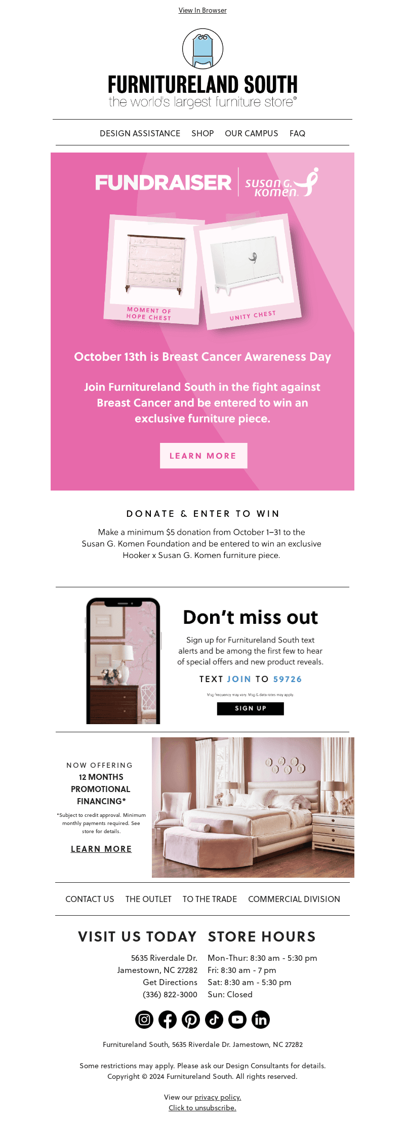 Furnitureland South email from Sun, Oct 13, 2024
