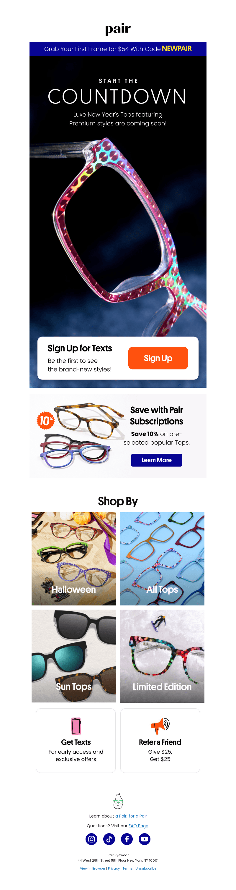Pair Eyewear email from Sun, Oct 13, 2024