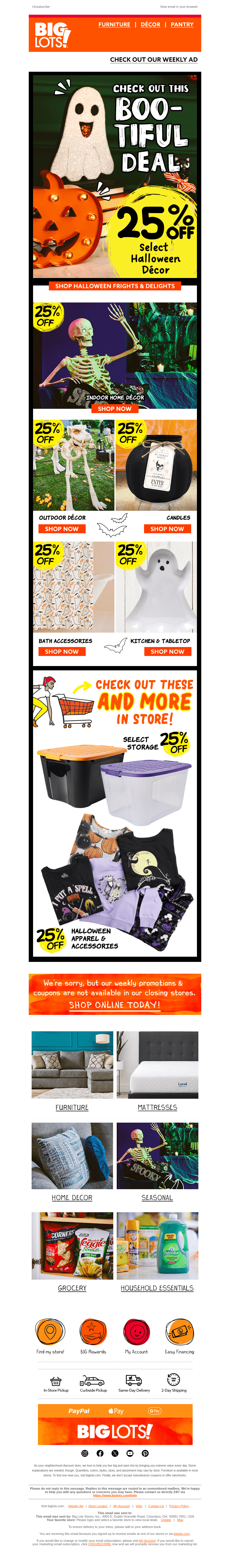 Big Lots email from Tue, Oct 15, 2024