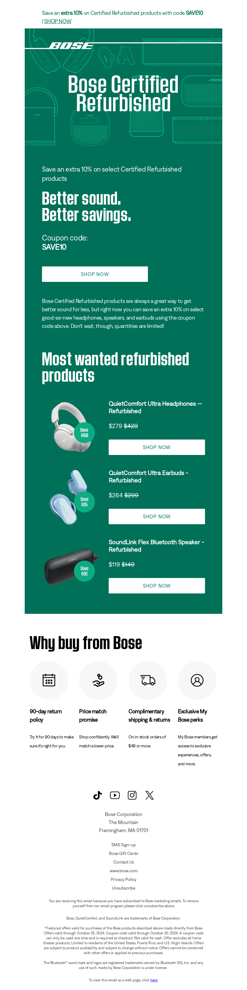 Save an extra 10% good-as-new products!