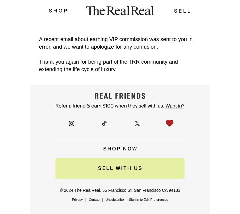 An email was sent in error