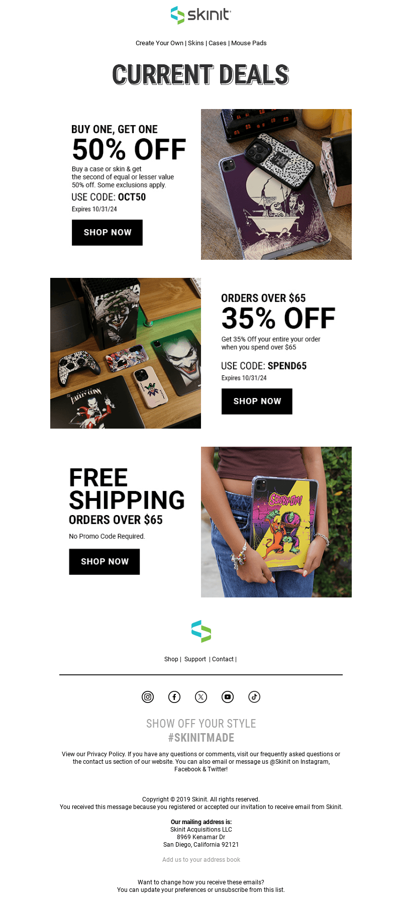 Skinit email from Wed, Oct 16, 2024