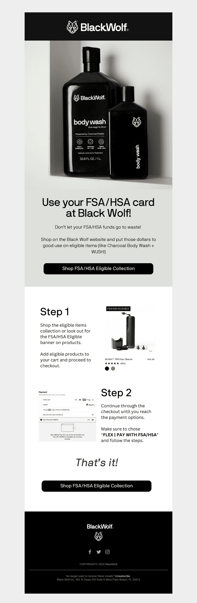 Use your FSA/HSA dollars at Black Wolf!