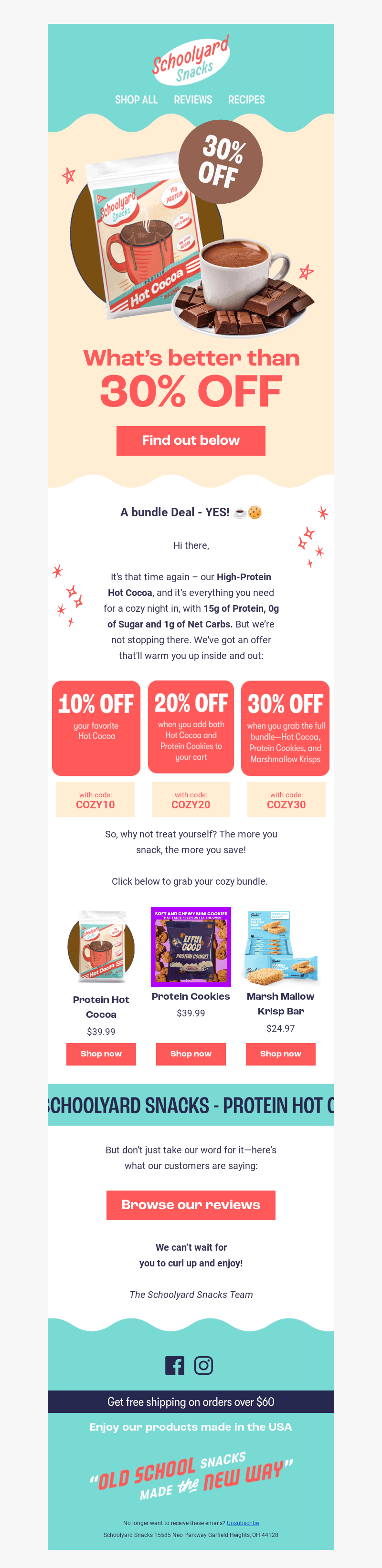 Cozy Up and Save 30%, snack lover! ☕🍪