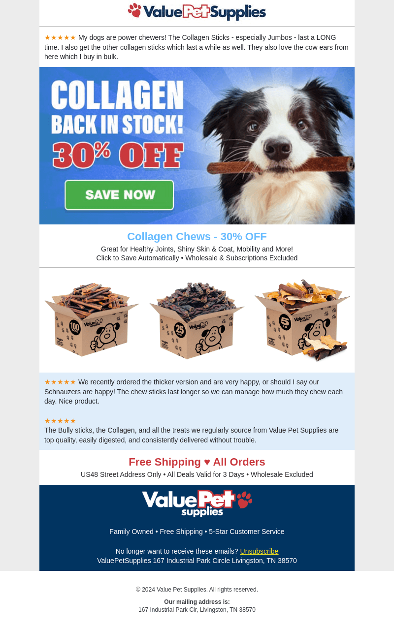 ValuePetSupplies email from Wed, Oct 16, 2024
