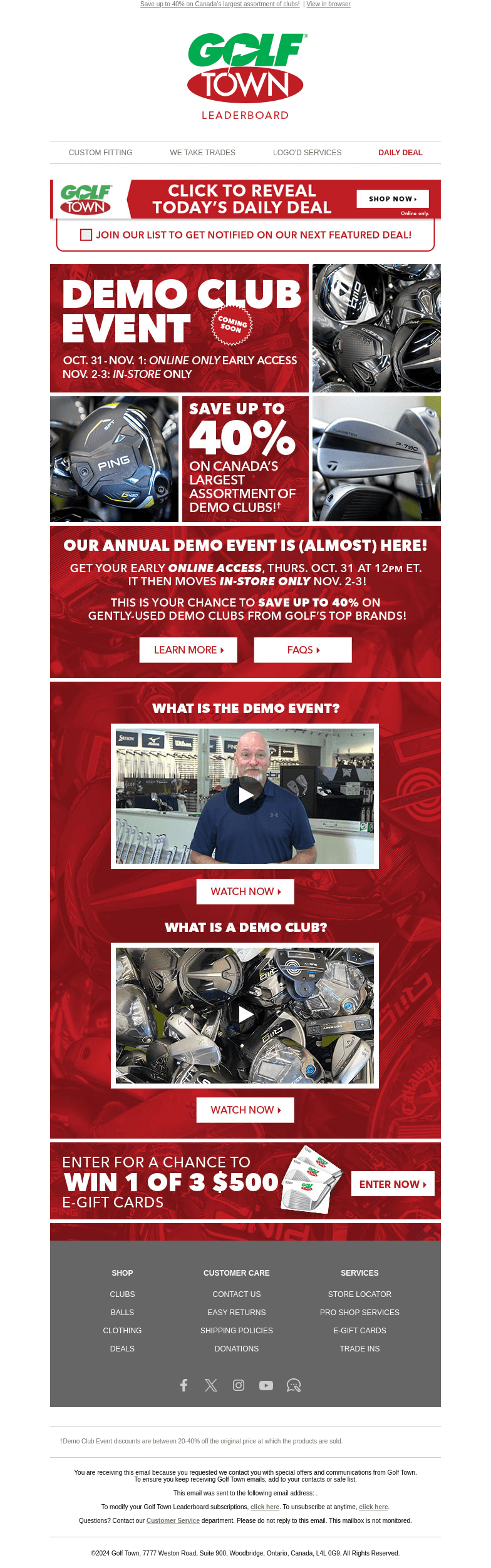 Golf Town email from Fri, Oct 18, 2024