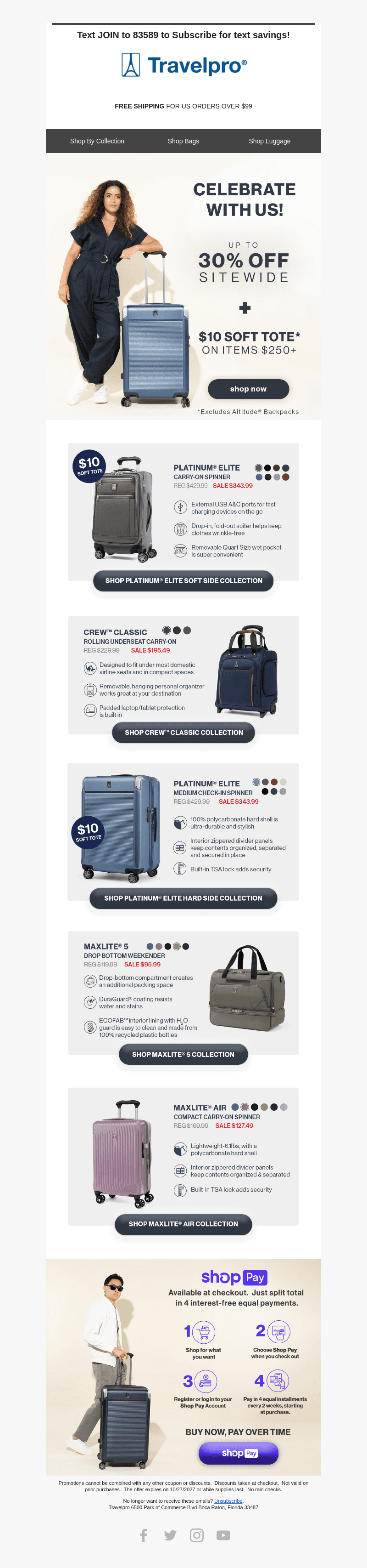 Travelpro Products email from Fri, Oct 18, 2024
