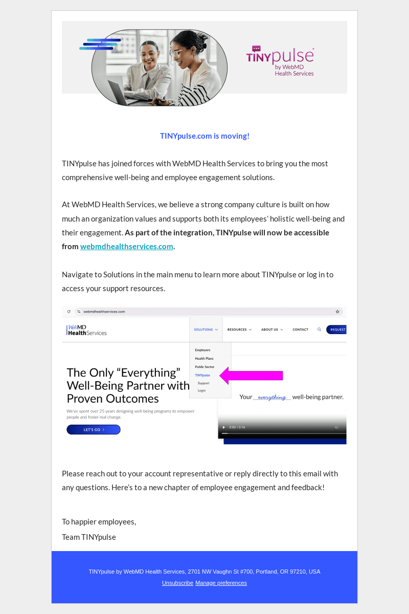 TINYpulse email from Fri, Oct 18, 2024