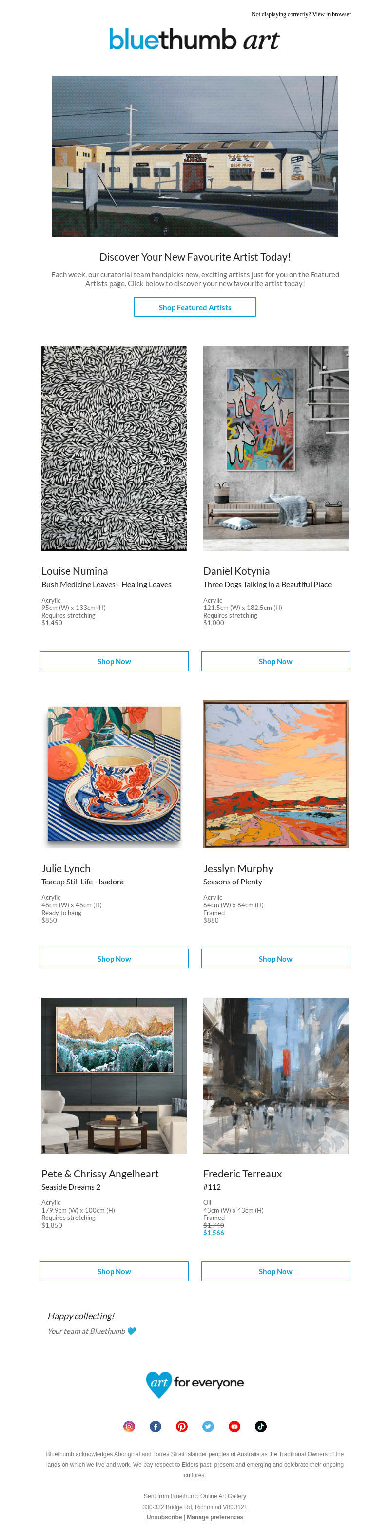 Bluethumb email from Sat, Oct 19, 2024
