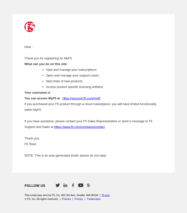 F5, Inc - Welcome to MyF5