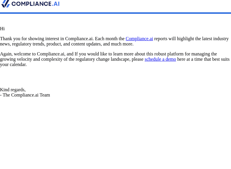 Congratulations! Compliance.ai Subscription Confirmation