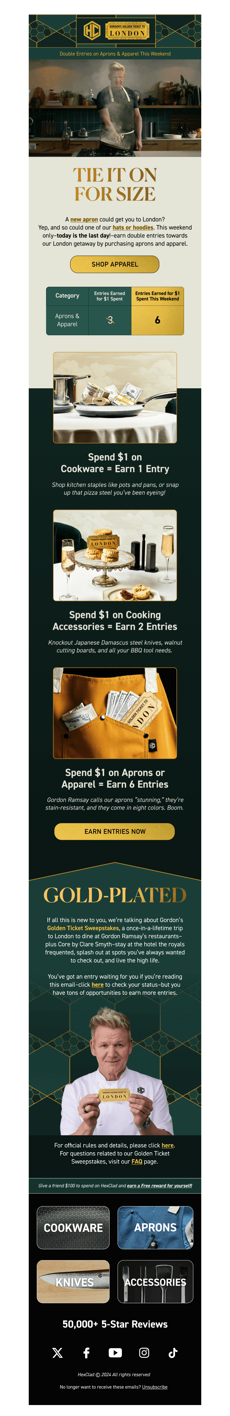 2X entries towards London sweepstakes!