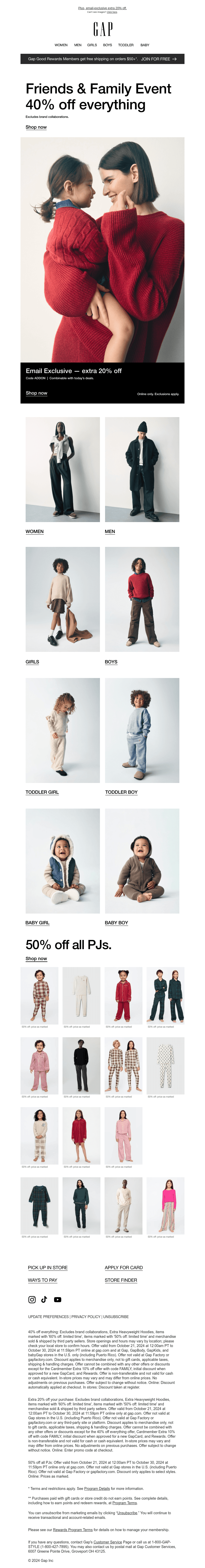 You're officially getting 40% off everything + 50% off PJs