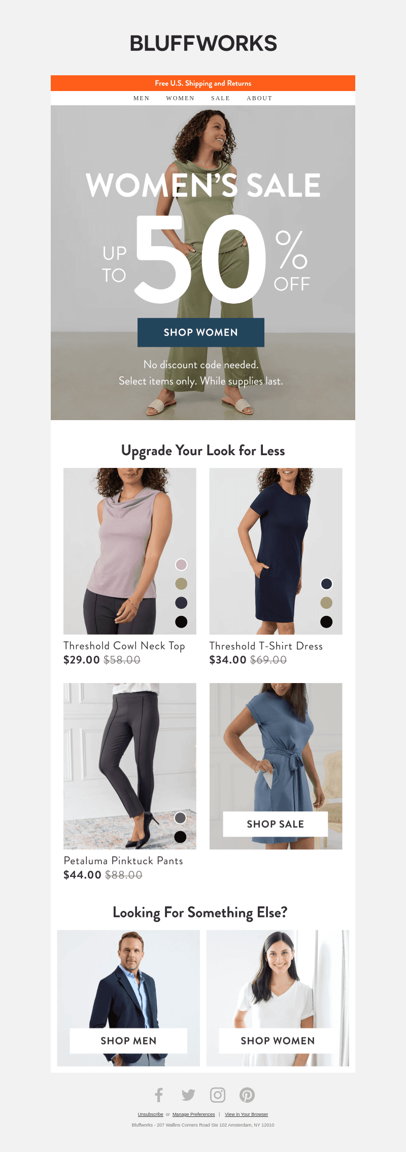 Women's focus, up to 50% off