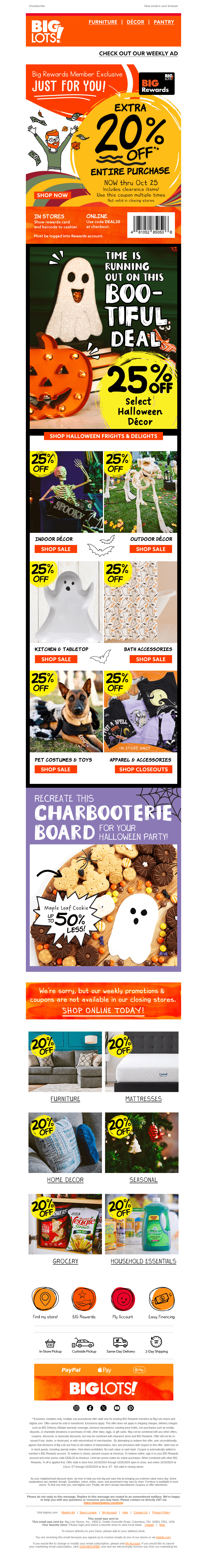 Big Lots email from Tue, Oct 22, 2024