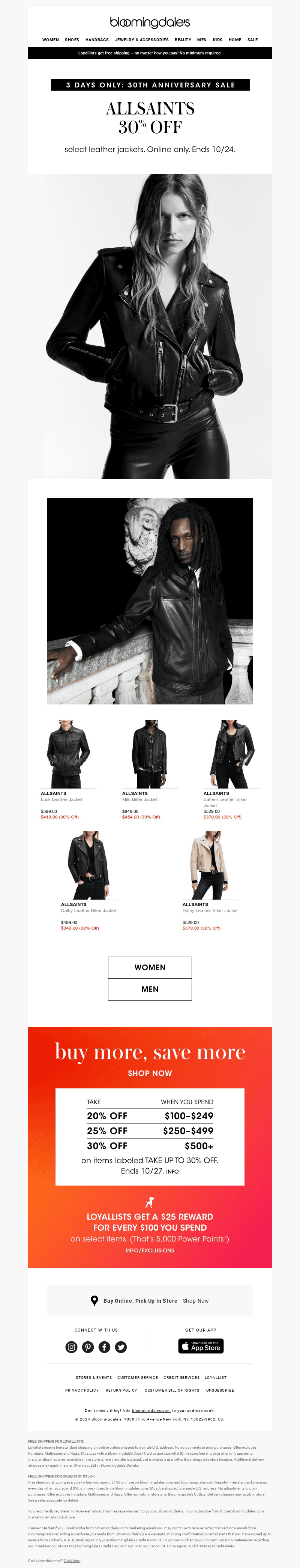 ALLSAINTS: 30% off leather jackets