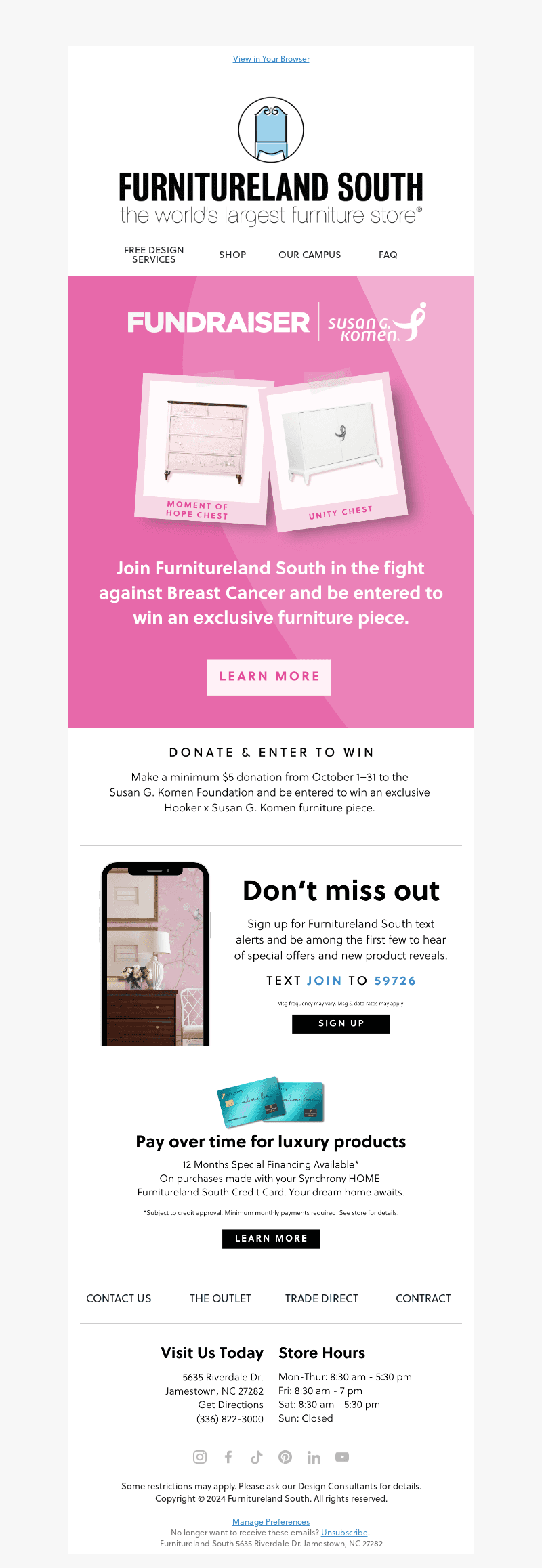 Furnitureland South email from Tue, Oct 22, 2024